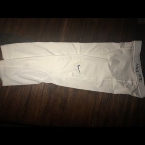 White Nike cropped running pants